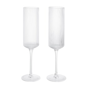 Ferm Living Poháre Ripple Champagne Clear – set 2 ks