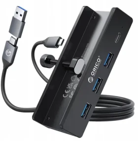 Orico USB-C Hub čierny / Hub USB / 5Gbps / 3x USB-A / 15W / skrutkovací (MH4PC-10-BK-BP)
