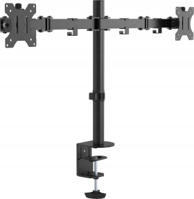 Vision VISION 2-fach-Monitor-Schreibtischstander - 30 JAHRE GARANTIE - geeignet fur Bildschirm 13-27 Zoll mit VESA-Grossen 75 x 75 oder 100 x 100 - 2-teilige Arme - Drehbar - Schnellentriegelung - schwenk-und neigbar - Klemme oder Tulle - Standerhohe...