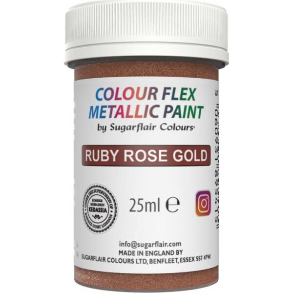 Gélová farba metalická ruby rose 25 ml - Sugarflair