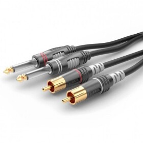 Sommer Cable HBA-62C2-0150 jack / cinch audio prepojovací kábel [2x jack zástrčka 6,3 mm (mono) - 2x cinch zástrčka] 1.50 m čierna; HBA-62C2-0150