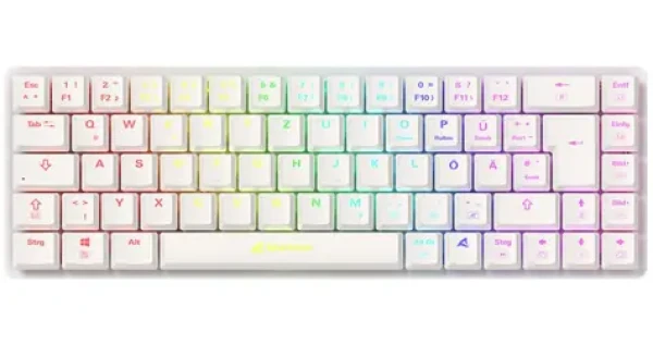 Sharkoon PureWriter W65 biela / bezdrôtová klávesnica / mechanická / Kailh Choc V2 Red / 2.4GHz / USB / DE (4044951037025)