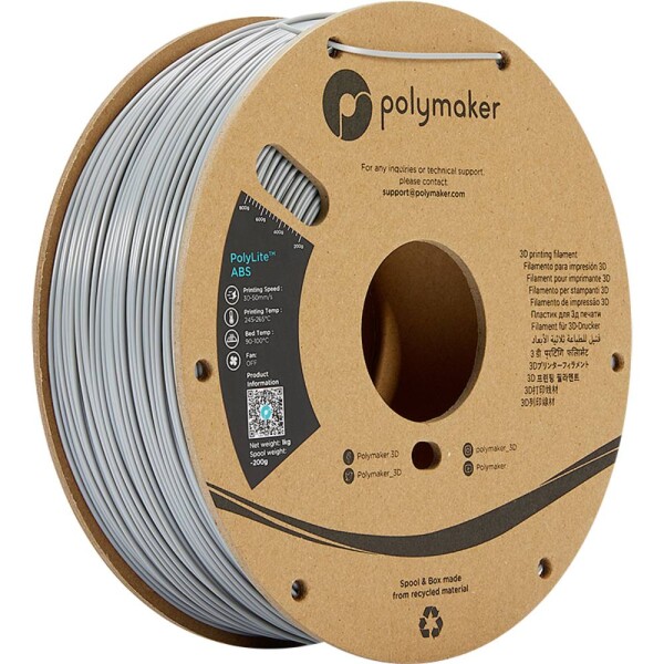 Polymaker PE01013 PolyLite vlákno pre 3D tlačiarne ABS plast Bez zápachu 2.85 mm 1000 g sivá 1 ks; PE01013