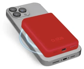 SBS Power Bank 5000 mAh červená / Bezdrôtová powerbanka / MagSafe / 10 W / USB-C