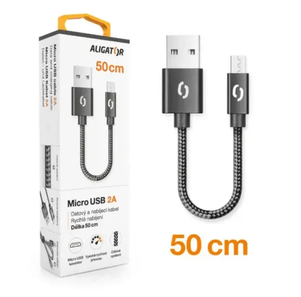 Aligator Dátový kábel Premium 2A / Micro USB 50cm čierny (DATKP35)
