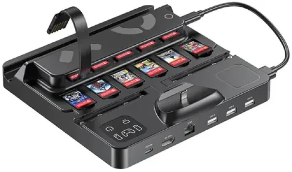 Unitek Nabíjacia stanica pre Nintendo Switch s čítačkou kariet / Nabíjacia stanica / USB hub / Čítačka herných kariet (G1005ABK01)