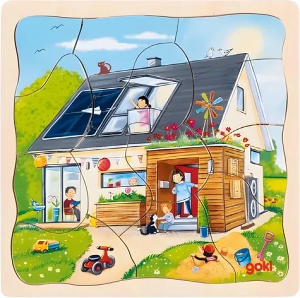 GOKI Viacvrstvové puzzle Staviame dom