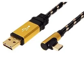Roline USB kábel USB-A(M)-USB-C(M) lomený 90 ° / Kábel / USB 2.0 / obojstranný konektor / 3 m (11.02.9062)