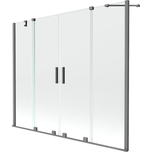 MEXEN/S - Velar Duo dvojkrídlová posuvná vaňová zástena 200 x 150, transparent, grafit metal 896-200-000-02-95