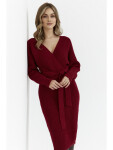 M810 Svetrové šaty s výstrihom do V - bordové EU UNI