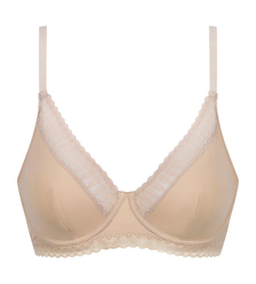 Dámska čipkovaná podprsenka s kosticami DIM DAILY MICRO FOULARD BRA - DIM - nude 90 E