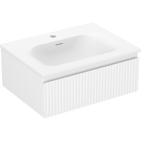 MEXEN/S - Rivel kúpeľňová skrinka 60 cm s umývadlom Vela, 1 šuplík, reliéf, biela mat 91A20-06023-1-BF01-W23M01