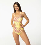 Aloha From Deer Hawaii Pineapple Open Back Swimsuit SSOB AFD727 Yellow