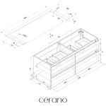 CERANO - Kúpeľňová skrinka Carole + doska pod umývadlo Navira Pro - 36 mm - čierna matná - 140x51,6x46 CER-668288