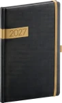 NOTIQUE Týždenný diár Twill 2027 čierno-zlatý / Diár / 15 × 21 cm