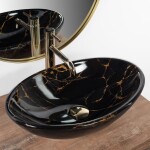 REA - Umývadlo na dosku Pamela Black Marble Shiny REA-U5067