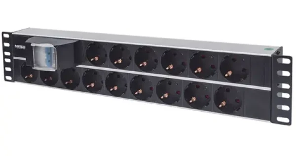 Intellinet PDU 19" 15x čierna / PDU / Hliník / 2U / 16A / 3M kábel (714051)