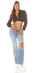 Sexy Bootcut Highwaist Jeans mit Cut-outs denimblue