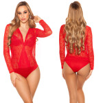 Sexy Longsleeve Lace Body With WOW! Back Einheitsgroesse