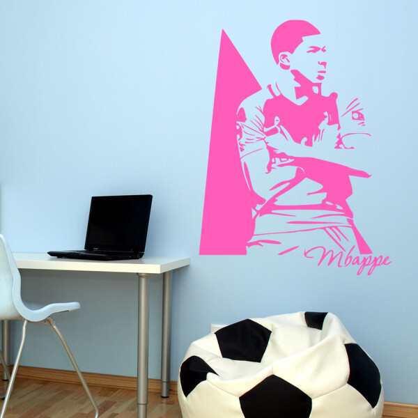 Veselá Stena Samolepka Kylian Mbappé Farba: růžová, Veľkosť: 100 x 75 cm