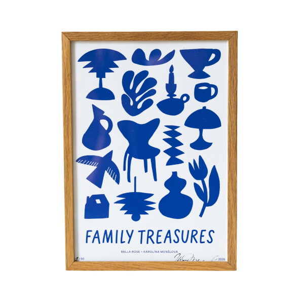 Bella Rose Signovaný umělecký tisk Family Treasures Blue A4