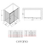 CERANO - Sprchovací kút Santoro - pravá - 6 mm - chróm, mliečne sklo - 130x100 - posuvný CER-665836