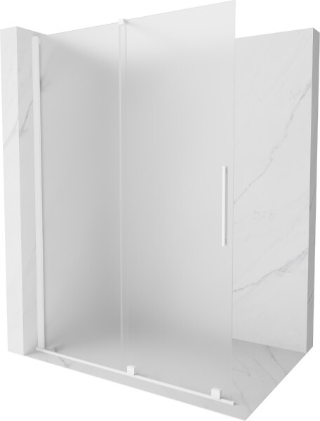 MEXEN/S - Velar Sprchová zástena posuvná Walk-in 130 x 200, dekor 8 mm, biela 871-130-000-33-20