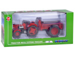 Mamido Červený kovový traktor s prívesom, otočné gumové kolesá 1:18 ZA5202