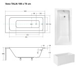 BESCO - Obdĺžniková vaňa TALIA - Nožičky k vani - S nožičkami, Rozmer vane - 100 × 70 cm VANTAL10+OLVPINOZ