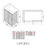 CERANO - Sprchovací kút Lantono L/P - 8 mm - Soft-Close - čierna matná, transparentné sklo - 110x70x195 - posuvný CER-433088