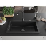 MEXEN/S MEXEN/S - Elix granitový drez 1-miska 800 x 500 mm, čierna, sifón zlatá 6527801005-77-B