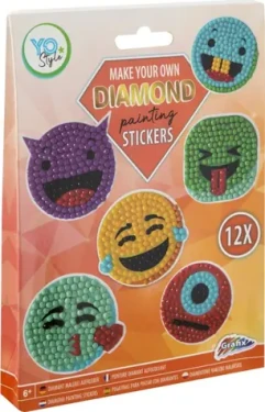 GRAFIX Diamantové maľovanie samolepky Smajlíci 12ks