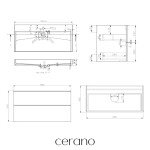 CERANO - Kúpeľňová skrinka Velora - čierna matná, úchytka čierna + umývadlo z lit. mramoru s otvorom Vita - čierna matná - 100x63x46,5 CER-8050BD83965
