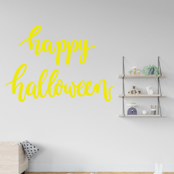 Veselá Stena Samolepka Happy Halloween Farba: žlutá, Veľkosť: 100 x 72 cm