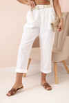 Dámske ľanové nohavice s bavlnou a opaskom biele UNI