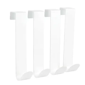 MSV KESSY 4 ks závesných háčikov na sprchovú zástenu matne biele / nerezová oceľ / 18 mm