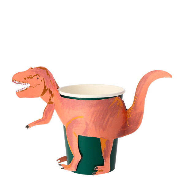 Meri Meri Papierové poháriky Dinosaur T-Rex 256 ml - set 8 ks