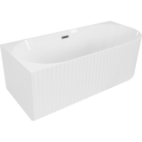 MEXEN/S - Gia voľne stojaca rohová vaňa reliéf ľavá 150 x 75, biela lesk, sifón a prepad grafit kartáčovaná 52701507500L-66