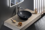 SAPHO - BLOK kamenné umývadlo na dosku priemer 40cm, matný čierny Marquin 2401-35