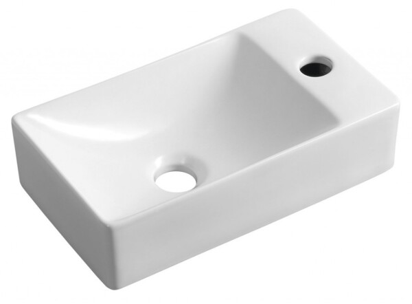 SAPHO - MARGITHA keramické umývadlo 38x22cm, otvor pro batériu vpravo, biela MGT3822