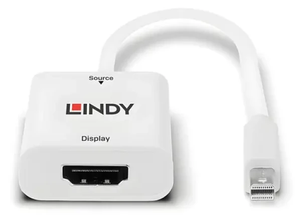 Lindy Mini DisplayPort na HDMI biela / Adaptér / 4K 60Hz / 3840x2160 / HDCP 2.2 (41069)