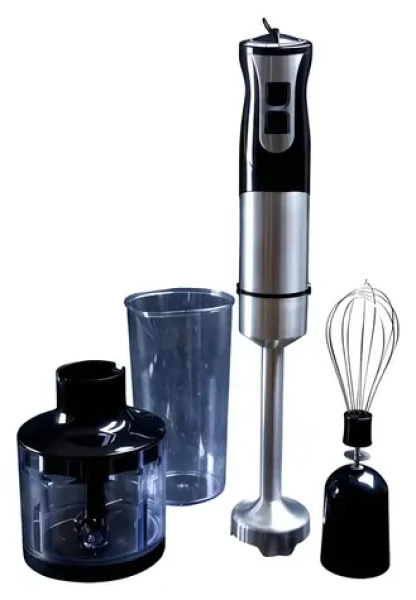 Gastronoma 18210001 čierno-strieborná / Ručný mixér 3v1 / 1000 W / 2 rýchlosti / nádoba 0,6 l (18210001)