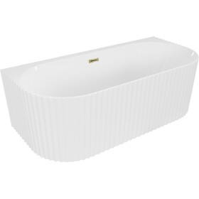 MEXEN/S - Sella voľne stojaca vaňa nástenná reliéf 150 x 75, biela lesk, sifón a prepad zlatá 52711507500-50