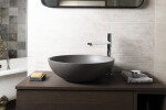 SAPHO - TURF betónové umývadlo na dosku vrátane výpuste, priemer 44cm, čierny granit AR436