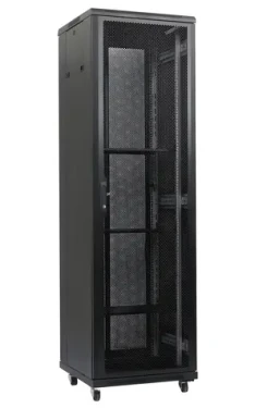Xtendlan 47U/800x1000 čierna / Stojanový rozvádzač / 19 "/ perforované dvere / perforovaný chrbát (PER-47U-80-BLACK-P)