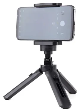 Hurtel mini statív a selfie tyč pre telefón a GoPro čierna / Statív na telefón / Výška 16-21 cm
