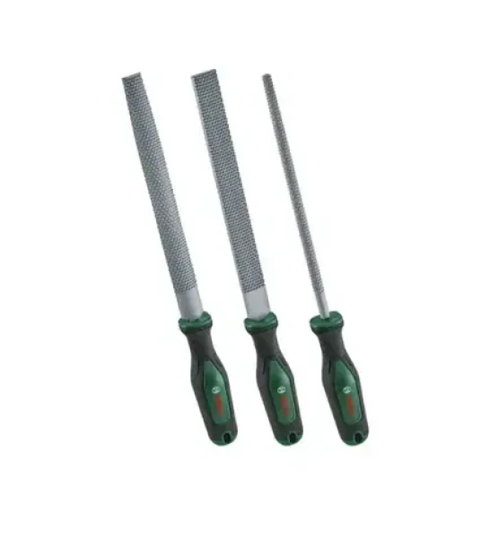 BOSCH Sada rašplí na drevo 200 mm / Sada rašplí / 3 diely / plochá, polguľatá, guľatá / zeleno-čierna (1600A02ZB1)