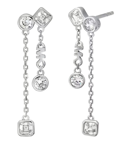 Michael Kors Luxusné strieborné náušnice s kryštálmi Brilliance Kors MKC1773040