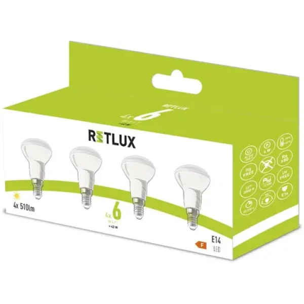 Retlux REL 39 LED R50 4x6W E14 / 510 lm / 3000K - teplá biela / 4 ks (8590669334544)