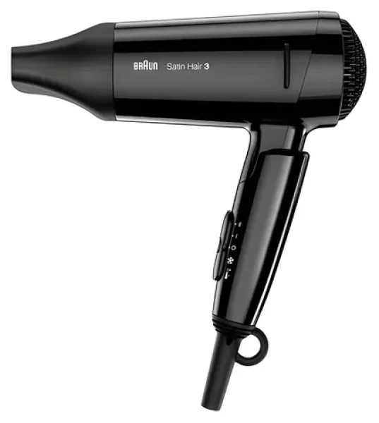 Braun Satin Hair 3 StyleGo HD350 čierna / Fén na vlasy / 1600 W / Ionizácia / sklopná rukoväť / 2 teploty / koncentrátor (3030050182354)